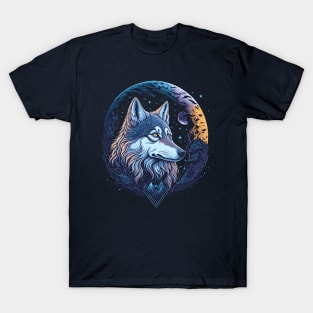 Wolf At Night Time T-Shirt